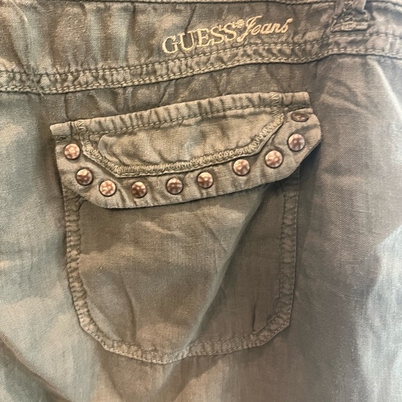 Guess Womens 31 Green Linen Cargo Pants with Utility Design - Picture 6 of 7